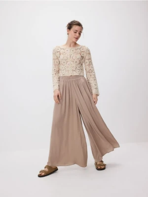Reserved - Spodnie palazzo - beżowy