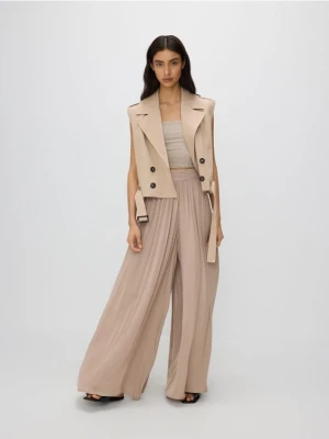 Reserved - Spodnie palazzo - beżowy