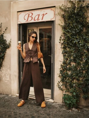 Reserved - Spodnie palazzo - ciemnobrązowy