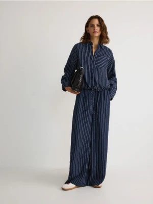 Reserved - Spodnie palazzo - granatowy