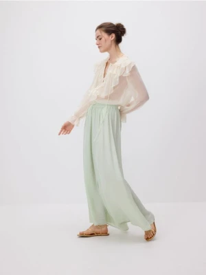 Reserved - Spodnie palazzo - jasnozielony