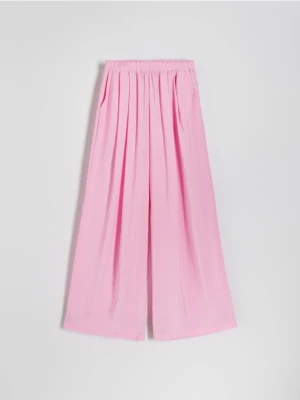 Reserved - Spodnie palazzo z modalem - różowy