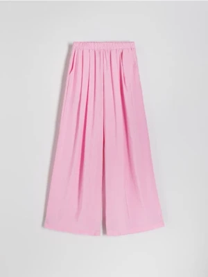 Reserved - Spodnie palazzo z modalem - różowy