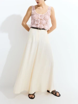 Reserved - Spodnie palazzo z modalu - złamana biel