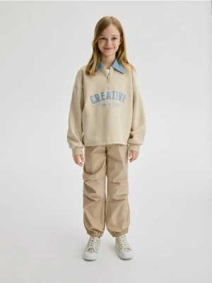 Reserved - Spodnie parachute - beżowy