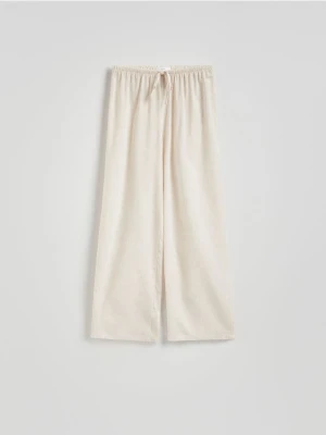 Reserved - Spodnie piżamowe z dodatkiem lnu - beżowy