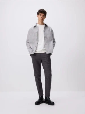 Reserved - Spodnie slim fit w kratę - ciemnoszary