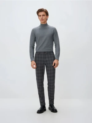 Reserved - Spodnie slim fit w kratę - ciemnoszary