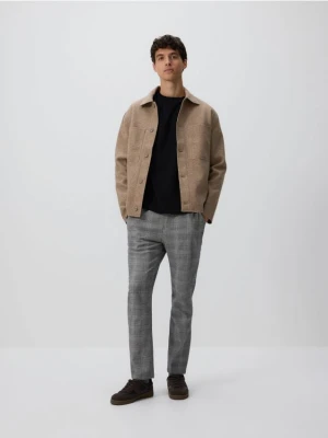 Reserved - Spodnie slim fit w kratę - jasnoszary