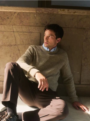 Reserved - Spodnie slim z domieszką wełny - ciemnobrązowy