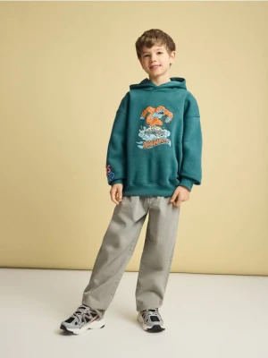 Reserved - Spodnie straight z łańcuchem - jasnoszary