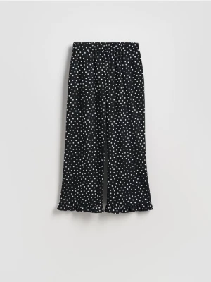 Reserved - Spodnie w groszki z falbanką - czarny