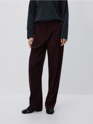 Reserved - Spodnie w kant z wełną - ciemnofioletowy