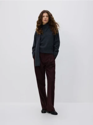 Reserved - Spodnie w kant z wełną - ciemnofioletowy