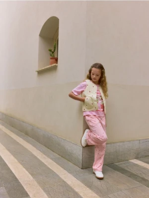 Reserved - Spodnie w paski - pastelowy róż