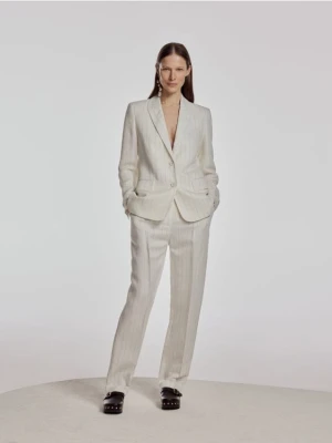 Reserved - Spodnie w paski z lnem - złamana biel