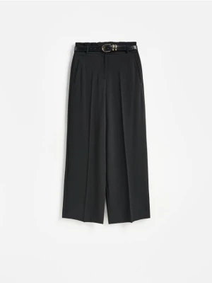 Reserved - Spodnie wide leg - czarny