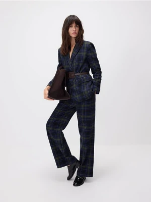 Reserved - Spodnie wide leg w kratę - wielobarwny