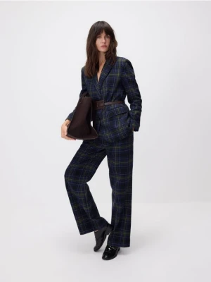 Reserved - Spodnie wide leg w kratę - wielobarwny