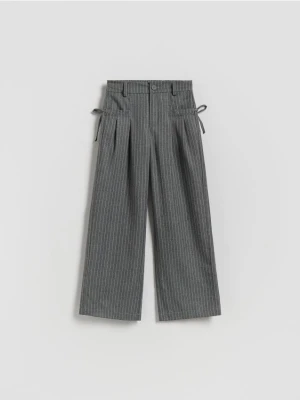 Reserved - Spodnie wide leg w paski - ciemnoszary