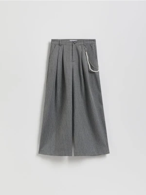 Reserved - Spodnie wide leg w paski - ciemnoszary
