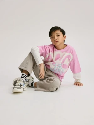 Reserved - Spodnie wide leg z efektem sprania - jasnoszary