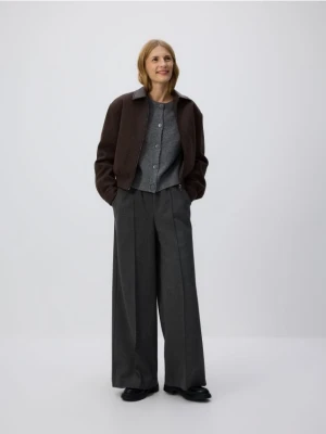 Reserved - Spodnie wide leg z kantem - ciemnoszary