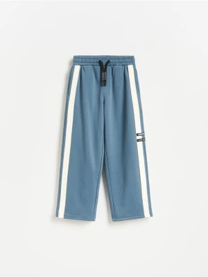 Reserved - Spodnie wide leg z lampasami - granatowy