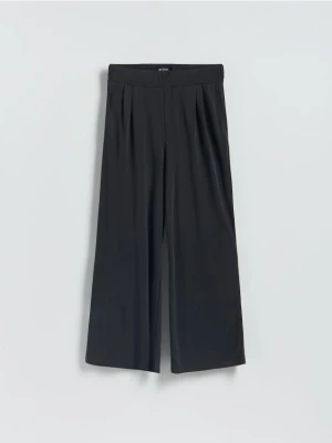 Reserved - Spodnie wide leg z modalem - granatowy