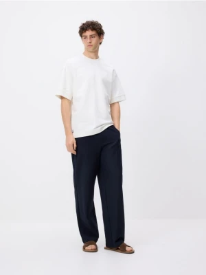 Reserved - Spodnie wide leg z wiązaniem - granatowy