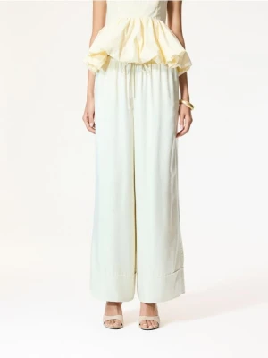 Reserved - Spodnie wide leg z wiskozą - złamana biel