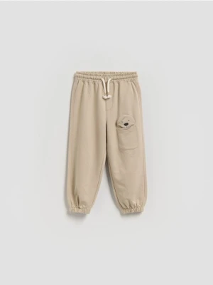 Reserved - Spodnie z aplikacją - beżowy