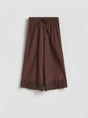 Reserved - Spodnie z ażurowym wykończeniem - brązowy