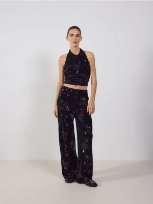 Reserved - Spodnie z cekinami - czarny