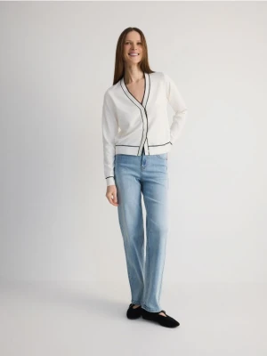 Reserved - Spodnie z dekoracyjną różą - niebieski