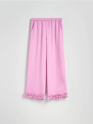 Reserved - Spodnie z dekoracyjnym mankietem - różowy