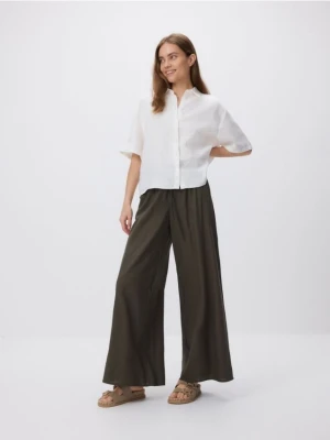 Reserved - Spodnie z domieszką lnu - jasnozielony