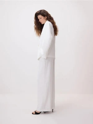 Reserved - Spodnie z domieszką wełny - biały