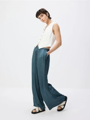 Reserved - Spodnie z efektem gniecenia - turkusowy