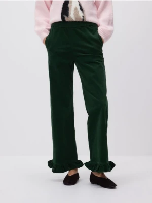 Reserved - Spodnie z falbanką - ciemnozielony
