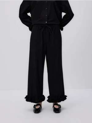 Reserved - Spodnie z falbankami - czarny