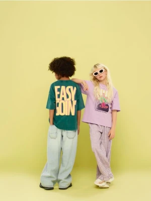 Reserved - Spodnie z gniecionej tkaniny - lawendowy