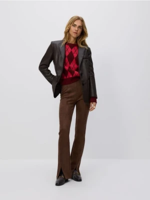 Reserved - Spodnie z imitacji zamszu - brązowy