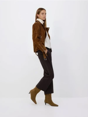 Reserved - Spodnie z kantem - ciemnobrązowy