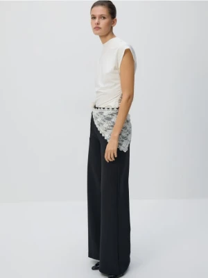 Reserved - Spodnie z koronkową chustą - czarny