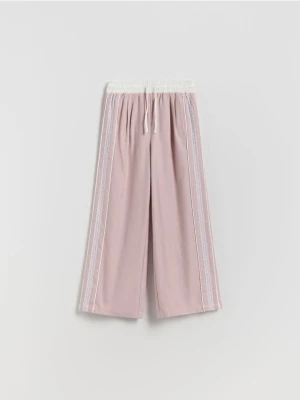 Reserved - Spodnie z koronkowymi lampasami - brudny róż