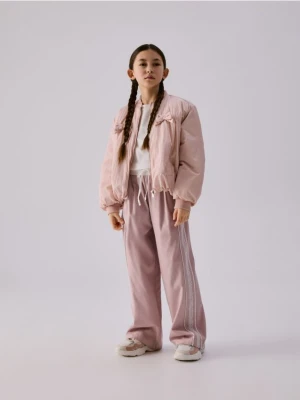 Reserved - Spodnie z koronkowymi lampasami - brudny róż