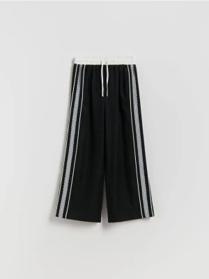 Reserved - Spodnie z koronkowymi lampasami - czarny