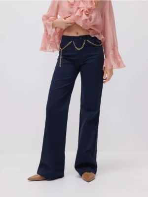 Reserved - Spodnie z łańcuszkiem - granatowy