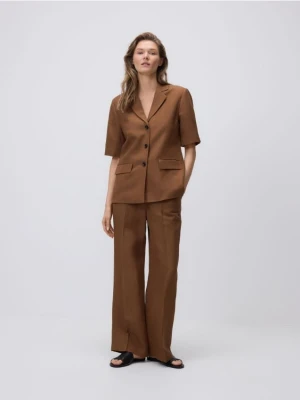 Reserved - Spodnie z lnem - brązowy